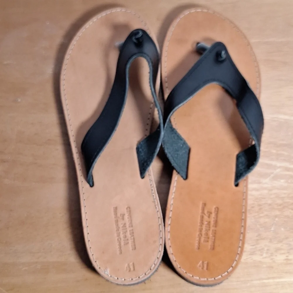 leather thong sandals with leather sole. Made in Grecia